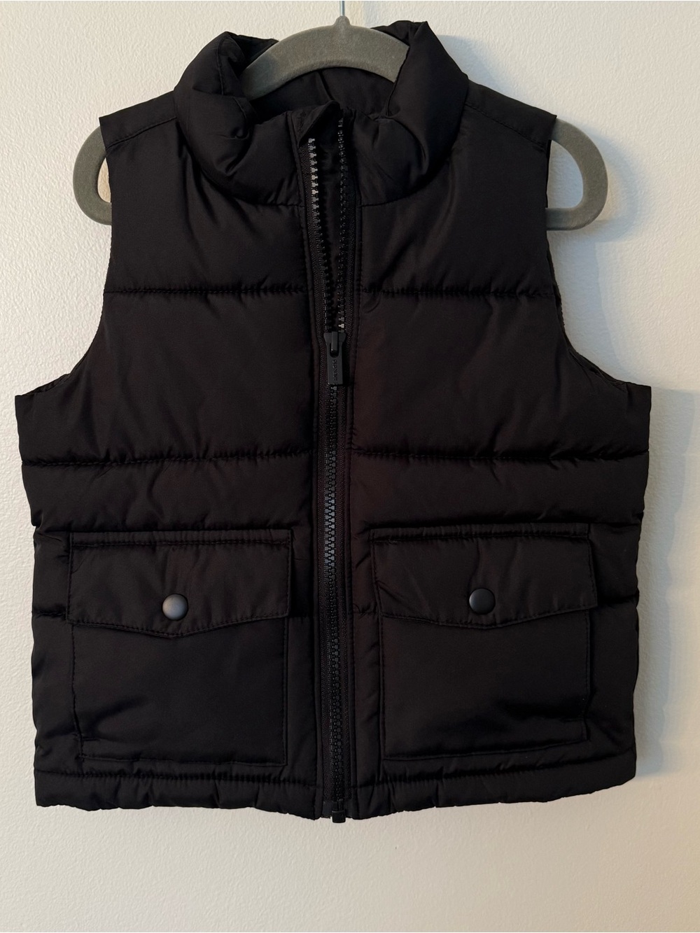 Toddler Black Puffer Vest with Front Pockets